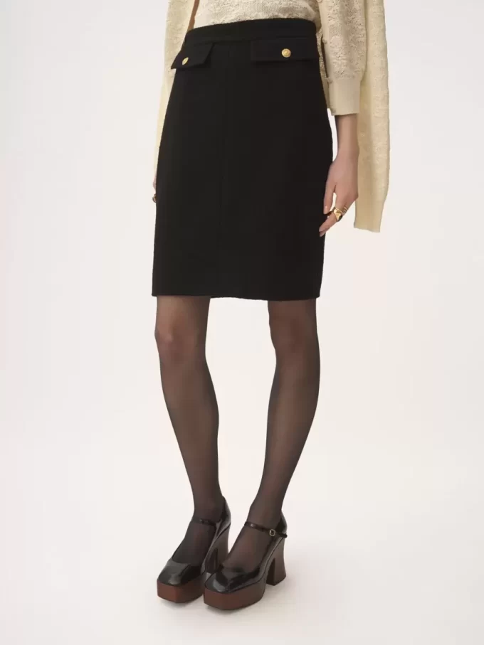 Knee-length skirt in wool bouclette