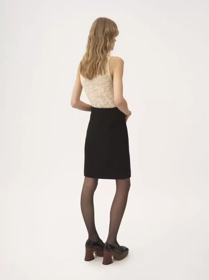 Knee-length skirt in wool bouclette