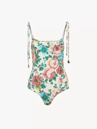 Knotted-strap one-piece swimsuit