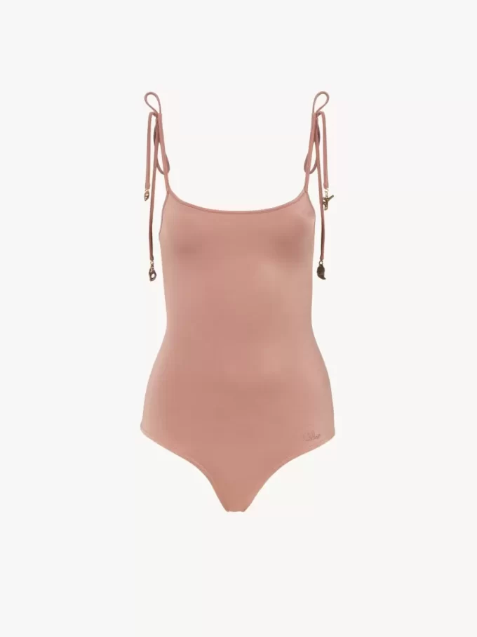 Knotted-strap one-piece swimsuit