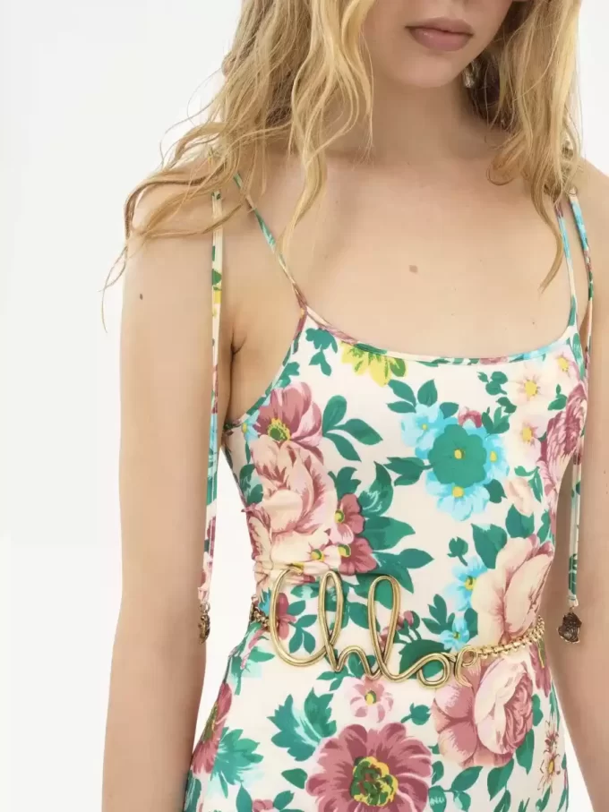 Knotted-strap one-piece swimsuit