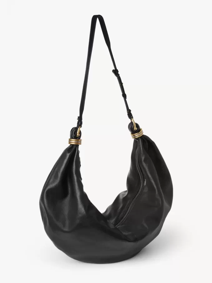 Large Bracelet Hobo bag in grained leather