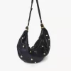 Large Bracelet hobo bag in grained leather with studs