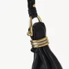 Large Bracelet hobo bag in grained leather with studs