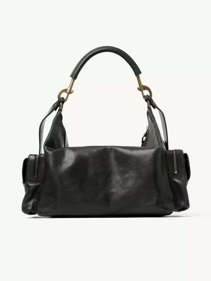 Large Camera bag in shiny leather