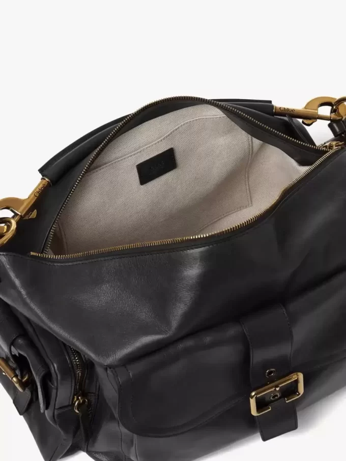 Large Camera bag in shiny leather