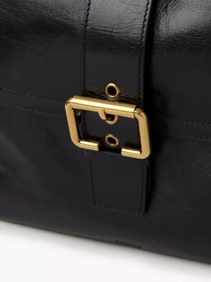 Large Camera bag in shiny leather