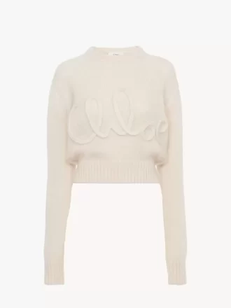 Logo sweater in alpaca wool & silk knit