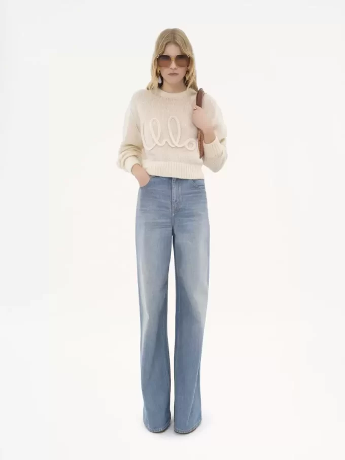 Logo sweater in alpaca wool & silk knit Logo sweater in alpaca wool & silk knit