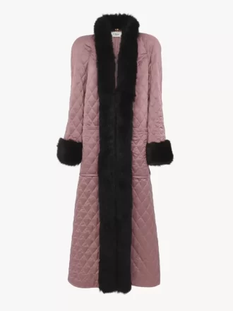 Long hybrid coat in technical satin