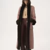 Long hybrid coat in technical satin