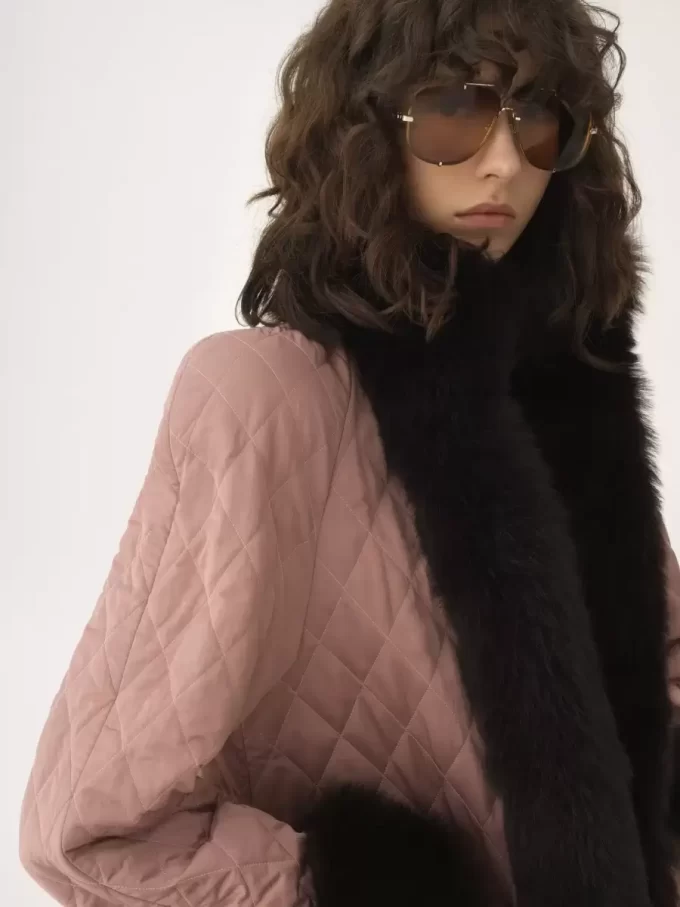 Long hybrid coat in technical satin