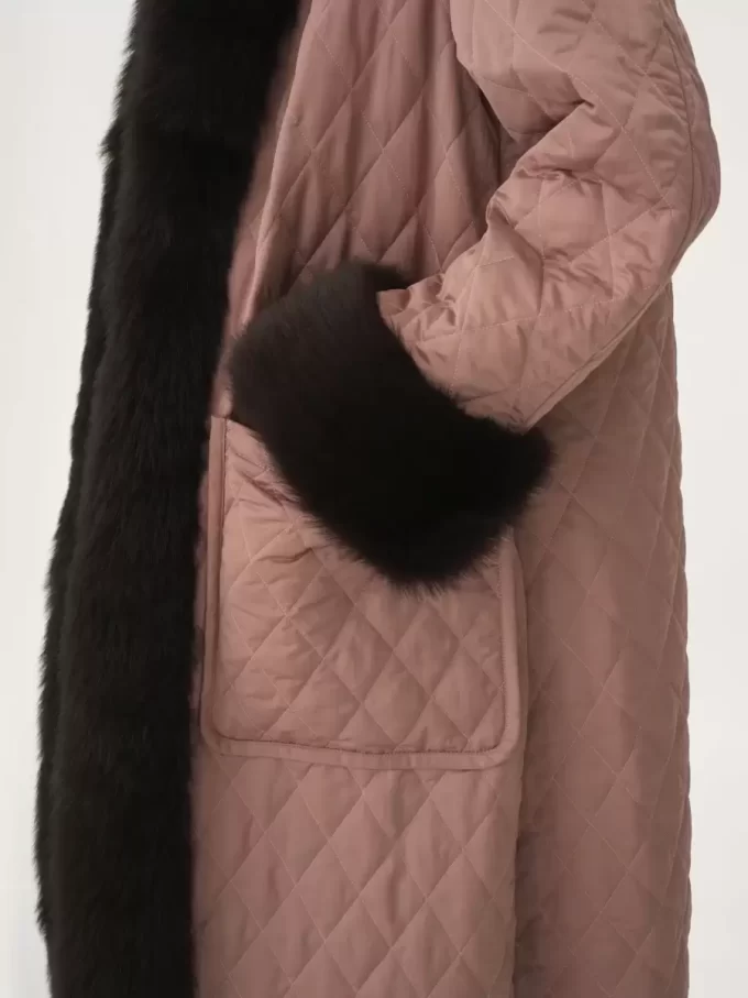 Long hybrid coat in technical satin