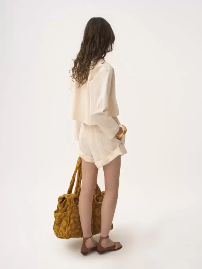 Long-sleeve cropped top in cotton