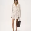 Long-sleeve mini dress in cotton voile