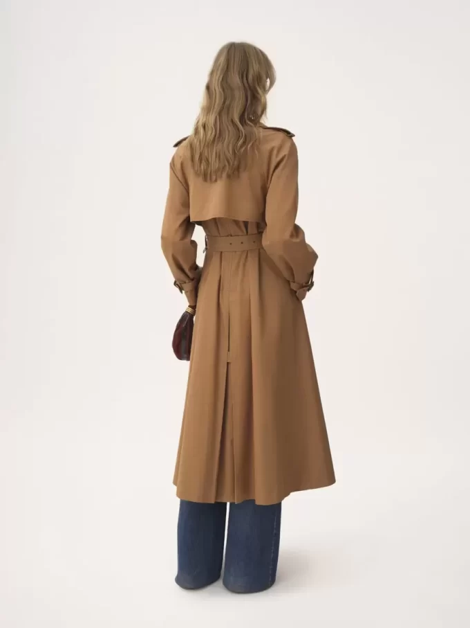 Long trench coat in cotton gabardine