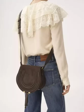 Marcie saddle bag in suede leather