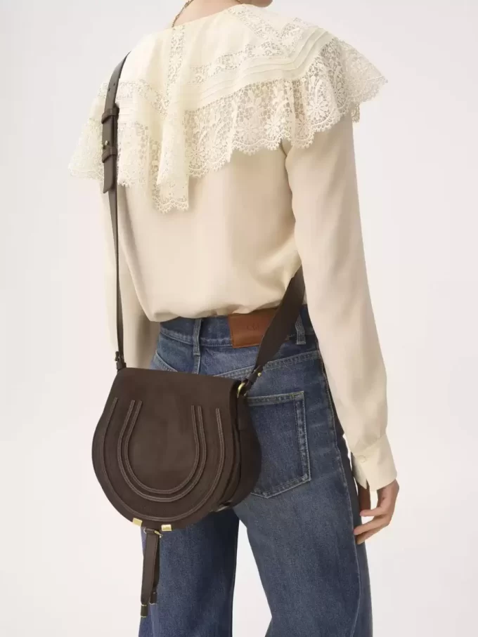 Marcie saddle bag in suede leather