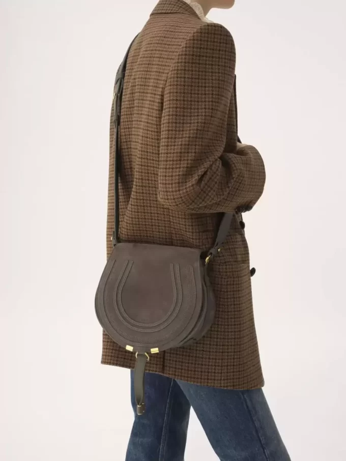 Marcie saddle bag in suede leather