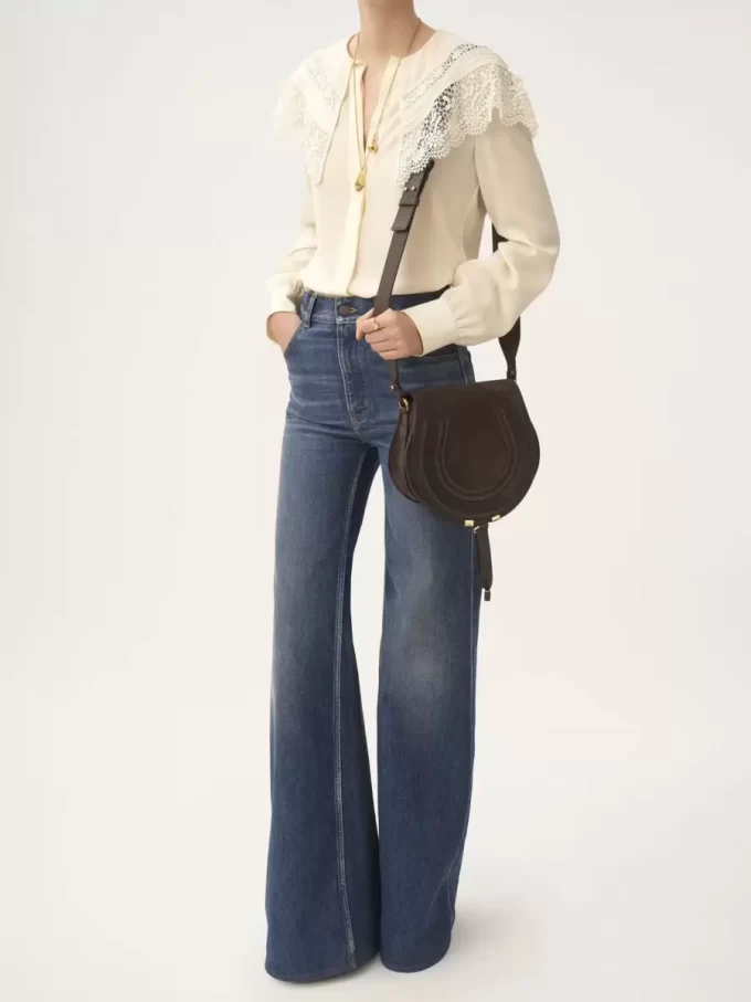 Marcie saddle bag in suede leather