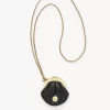 Micro Horse Medal coin purse necklace in grained leather