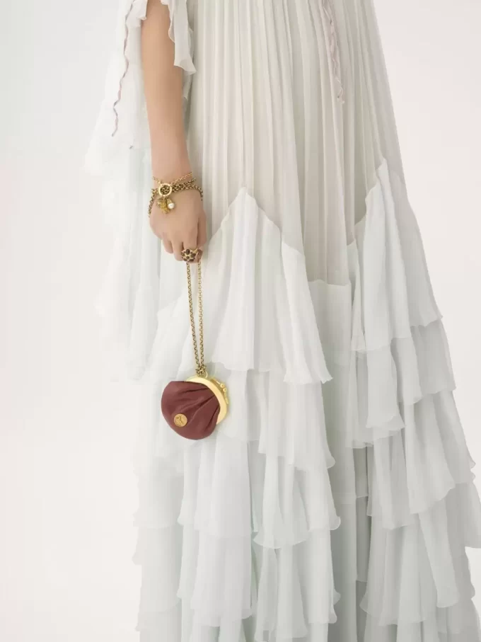 Micro Horse Medal coin purse necklace in grained leather