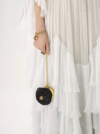 Micro Horse Medal coin purse necklace in grained leather