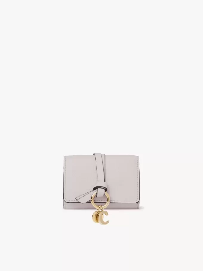 Mini Alphabet tri-fold in grained leather