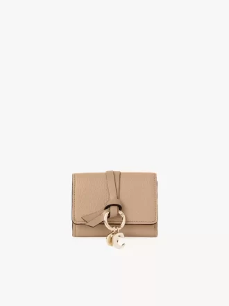 Mini Alphabet tri-fold in grained leather