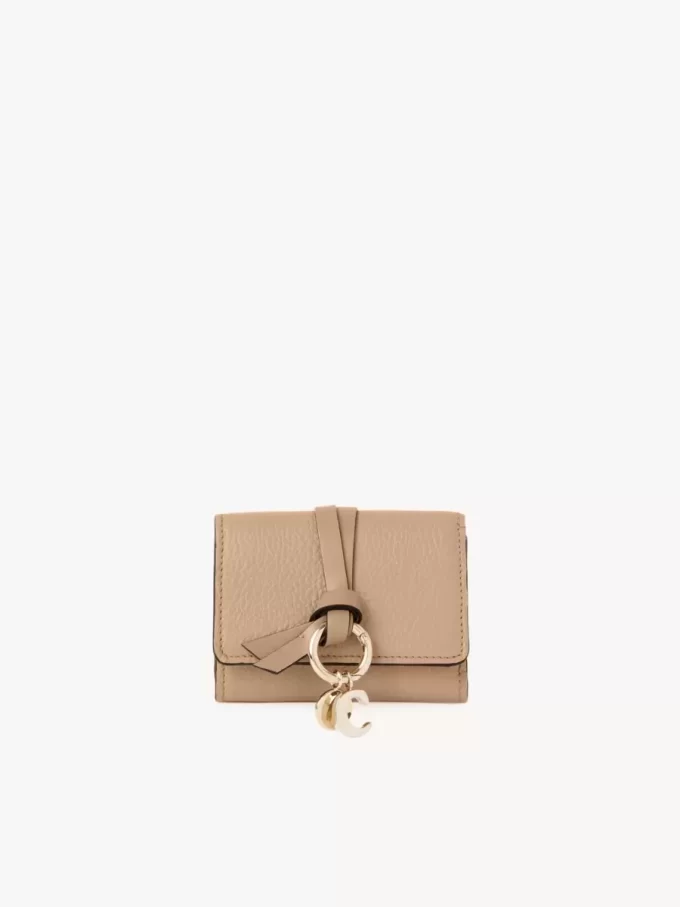 Mini Alphabet tri-fold in grained leather