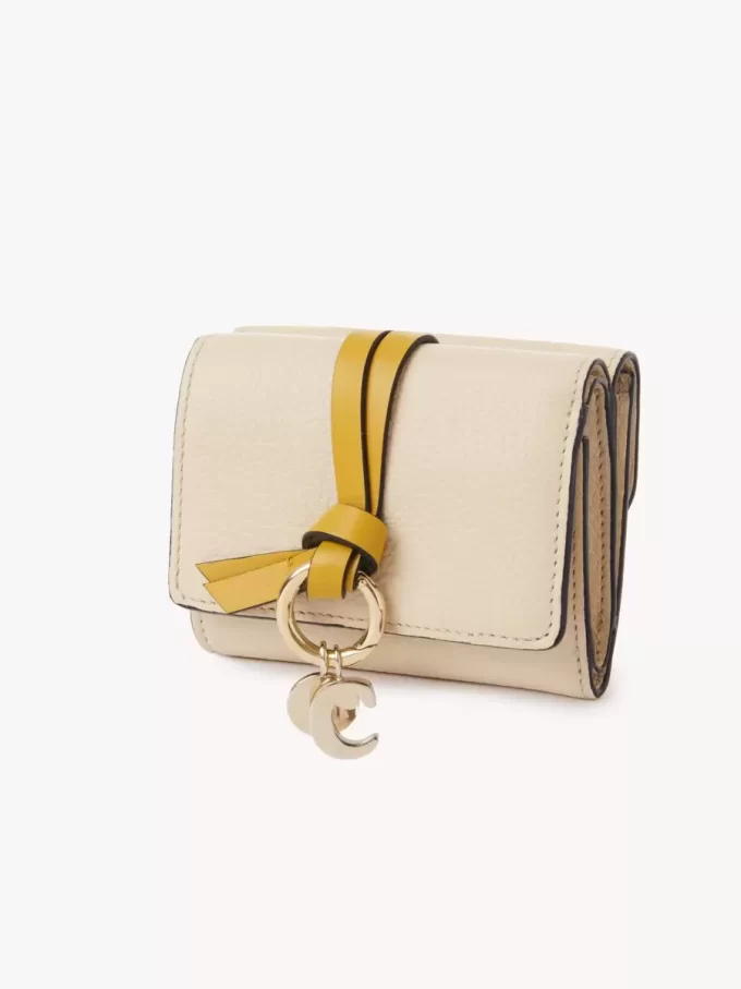 Mini Alphabet tri-fold in grained leather