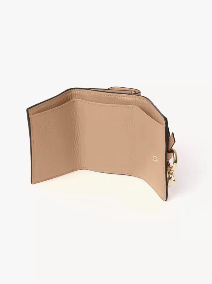 Mini Alphabet tri-fold in grained leather