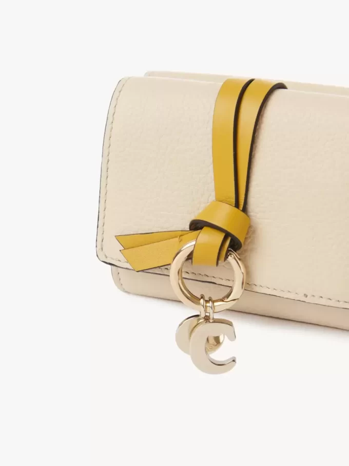 Mini Alphabet tri-fold in grained leather