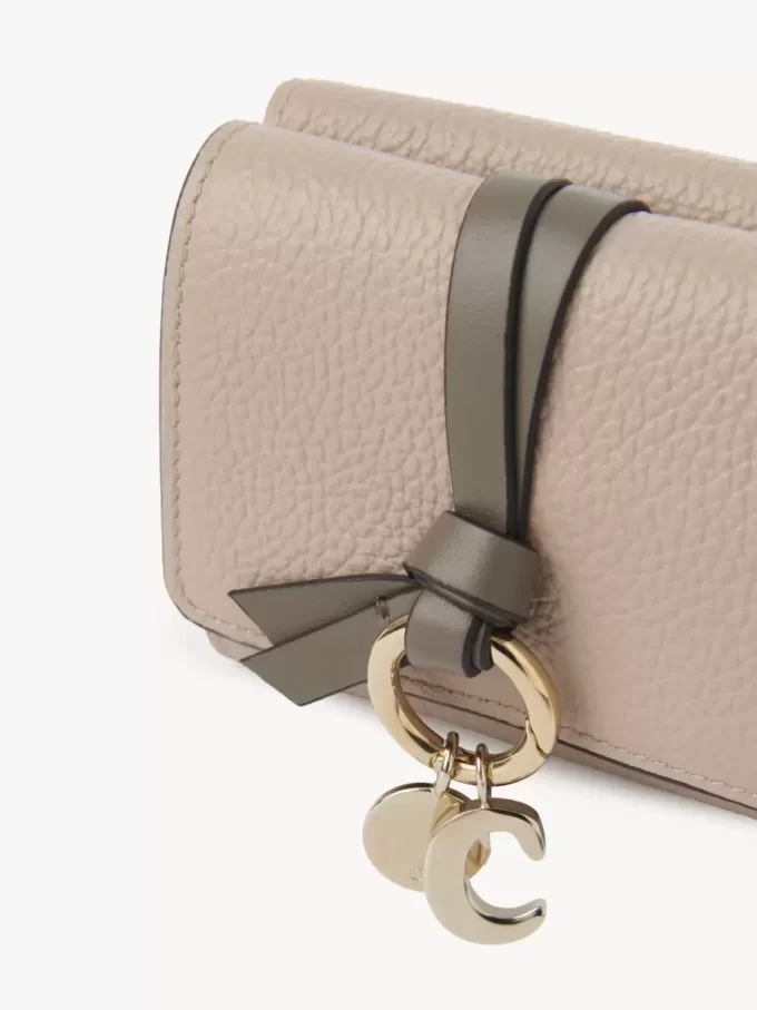 Mini Alphabet tri-fold in grained leather