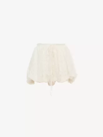 Mini bloomer shorts in floral-lace silk mousseline