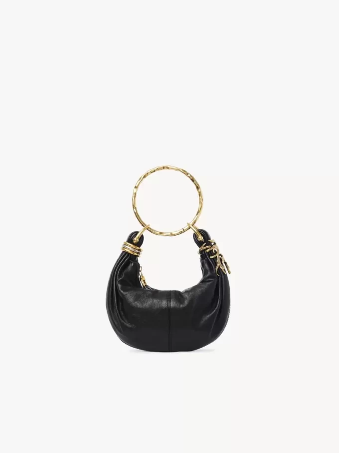 Mini Bracelet Hobo bag in grained leather