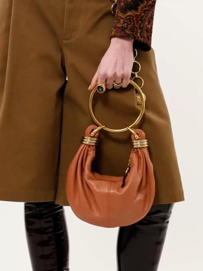 Mini Bracelet Hobo bag in grained leather