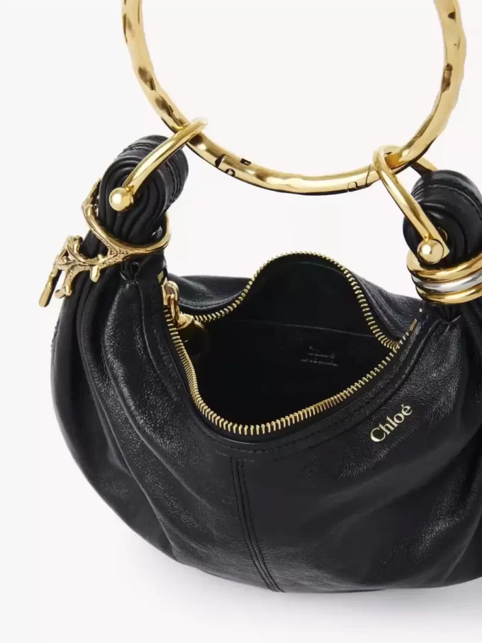 Mini Bracelet Hobo bag in grained leather