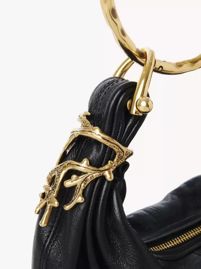 Mini Bracelet Hobo bag in grained leather