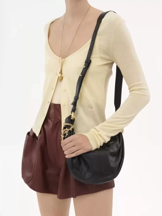 Mini Bracelet Hobo bag in grained leather