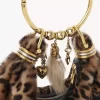 Mini Bracelet Hobo bag in leopard-print shearling