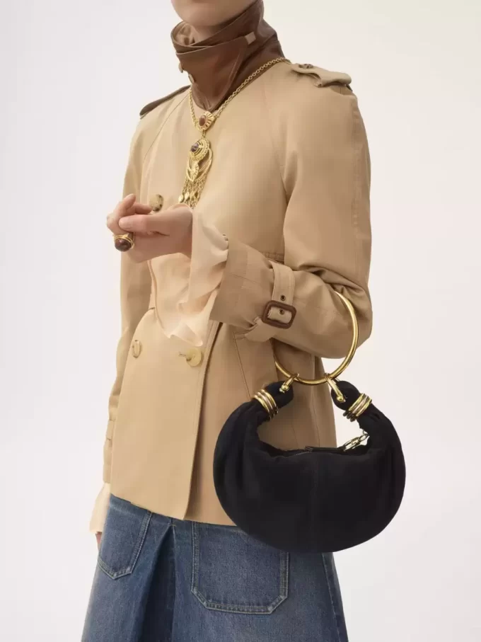 Mini Bracelet Hobo bag in suede leather