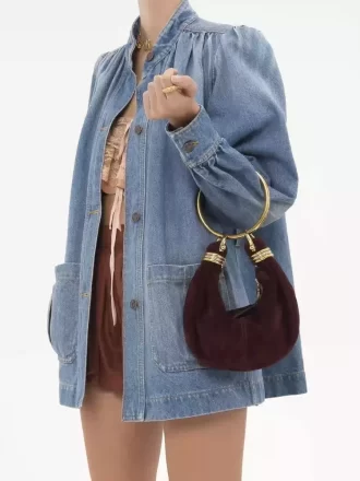 Mini Bracelet Hobo bag in suede leather