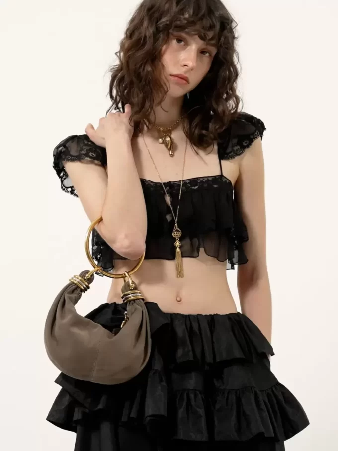 Mini Bracelet Hobo bag in suede leather