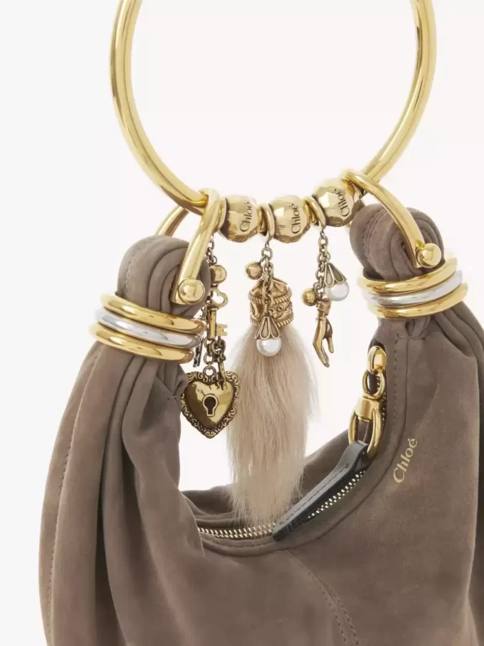 Mini Bracelet Hobo bag in suede leather