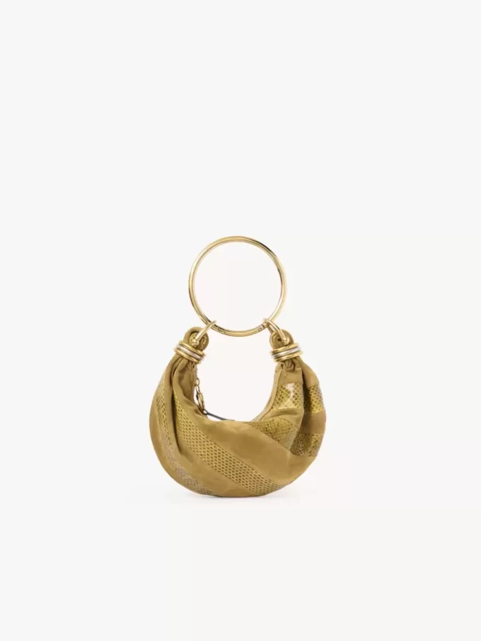 Mini Bracelet Hobo bag in suede leather & snakeskin