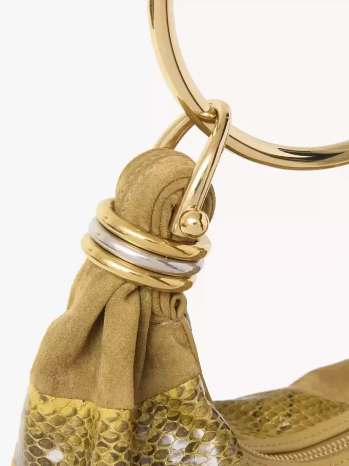 Mini Bracelet Hobo bag in suede leather & snakeskin