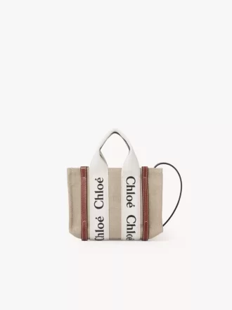 Mini Woody tote bag in linen