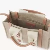 Mini Woody tote bag in linen & leather