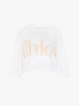 Oversized cropped logo T-shirt in cotton jersey